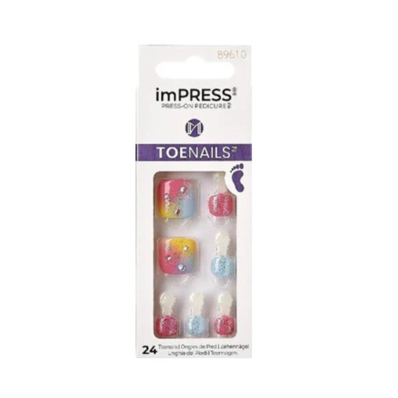 KISS imPRESS Square Press-On Toenails, Multicolored, 24 Pieces Better Days - Picture 2 of 2